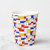 ピート・モンドリアン風抽象芸術コーヒーマグカップ用紙 紙コップ (正面)