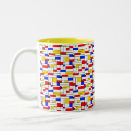 ピート・モンドリアン風抽象芸術コーヒーマグ ツートーンマグカップ