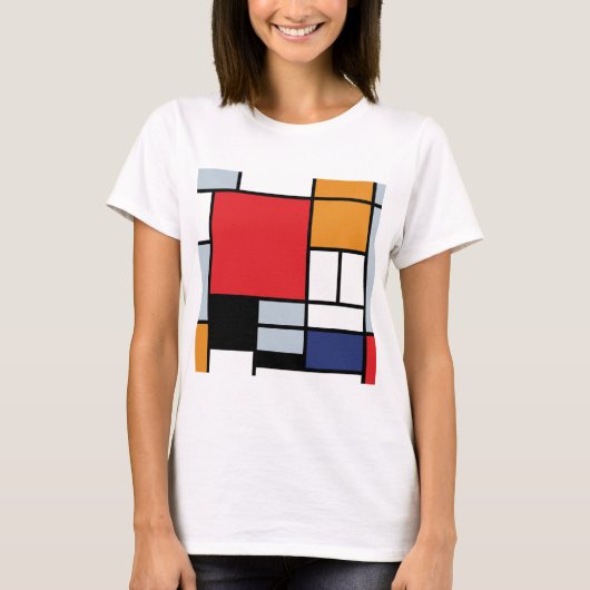 ピート・モンドリアン - 大きな赤い平面のある構成 Tシャツ (正面)