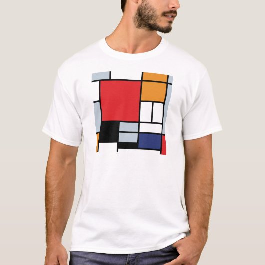 ピート・モンドリアン - 大きな赤い平面のある構成 Tシャツ (正面)