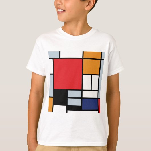 ピート・モンドリアン - 大きな赤い平面のある構成 Tシャツ (正面)