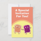 ピーナッおもしろいトバターとゼリー漫画イラストレーション 招待状 (裏面)