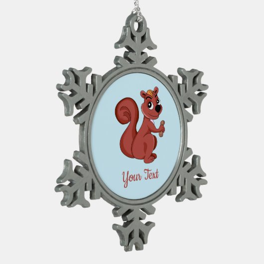 ピーナッツのスノーフレーク・ピューを持つ可愛い漫画リス スノーフレークピューターオーナメント (左)
