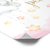 ピーナッツのピンクの金ゴールドゾウの赤ちゃんシャワーの数 ポスター (角)