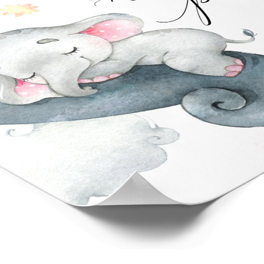 ピーナッツのママのベビーゾウのピンクの白の数 ポスター (角)