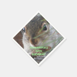 ピーナッツの可愛いリスハッピーバースデー スタンダードカクテルナプキン