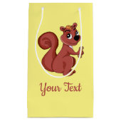 ピーナッツの小さなギフトバを持つかわいい漫画リス スモールペーパーバッグ (正面)