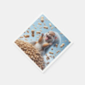 ピーナッツの山の幸せなリス スタンダードカクテルナプキン (角)