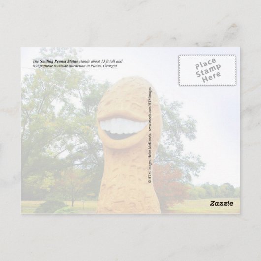 ピーナッツの微笑みの像，プレーンズ，ジョージア ポストカード (裏面)