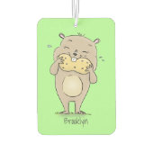 ピーナッツの漫画と可愛い幸せな笑顔のハムスター カーエアーフレッシュナー (裏面)