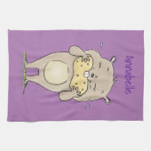 ピーナッツの漫画と可愛い幸せな笑顔のハムスター キッチンタオル (横)