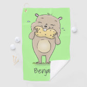 ピーナッツの漫画と可愛い幸せな笑顔のハムスター ゴルフタオル (インサイチュ)