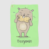 ピーナッツの漫画と可愛い幸せな笑顔のハムスター ゴルフタオル (正面)