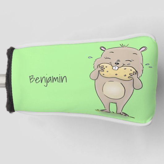 ピーナッツの漫画と可愛い幸せな笑顔のハムスター ゴルフヘッドカバー (正面)