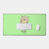 ピーナッツの漫画と可愛い幸せな笑顔のハムスター デスクマット (キーボード&マウス)