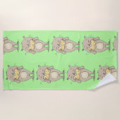 ピーナッツの漫画と可愛い幸せな笑顔のハムスター ビーチタオル (正面)