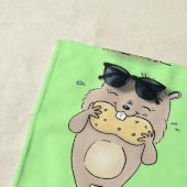 ピーナッツの漫画と可愛い幸せな笑顔のハムスター ビーチタオル (インサイチュ)