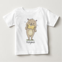 ピーナッツの漫画と可愛い幸せな笑顔のハムスター ベビーTシャツ