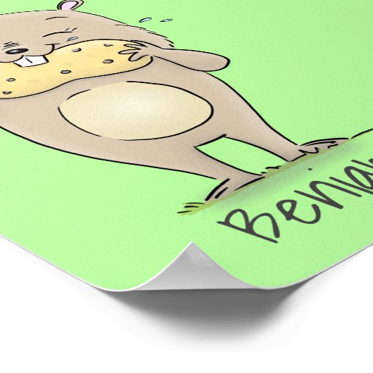 ピーナッツの漫画と可愛い幸せな笑顔のハムスター ポスター (角)