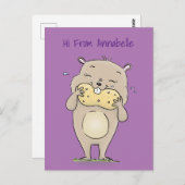 ピーナッツの漫画と可愛い幸せな笑顔のハムスター ポストカード (正面/裏面)