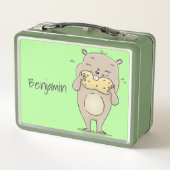ピーナッツの漫画と可愛い幸せな笑顔のハムスター メタルランチボックス (裏面)