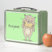 ピーナッツの漫画と可愛い幸せな笑顔のハムスター メタルランチボックス (インサイチュ)