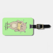 ピーナッツの漫画と可愛い幸せな笑顔のハムスター ラゲッジタグ (正面横)