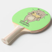 ピーナッツの漫画と可愛い幸せな笑顔のハムスター 卓球ラケット (正面アングル)