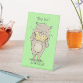 ピーナッツの漫画と可愛い幸せな笑顔のハムスター 台座サイン (インサイチュ)