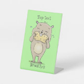 ピーナッツの漫画と可愛い幸せな笑顔のハムスター 台座サイン (正面)