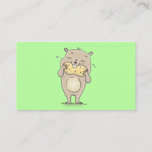 ピーナッツの漫画と可愛い幸せな笑顔のハムスター 名刺 (裏面)