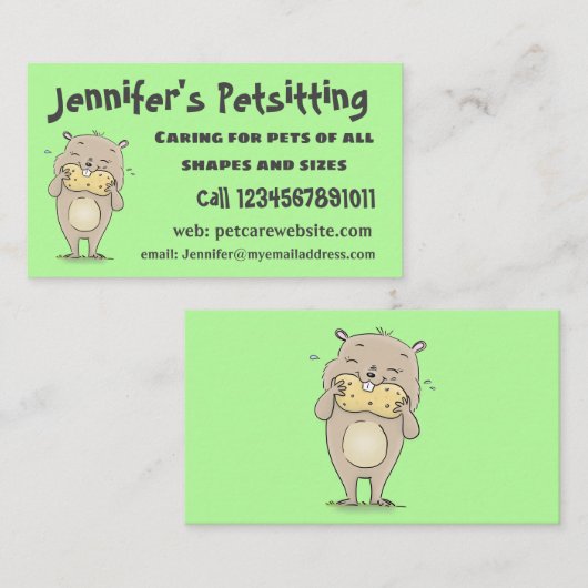 ピーナッツの漫画と可愛い幸せな笑顔のハムスター 名刺 (正面/裏面)