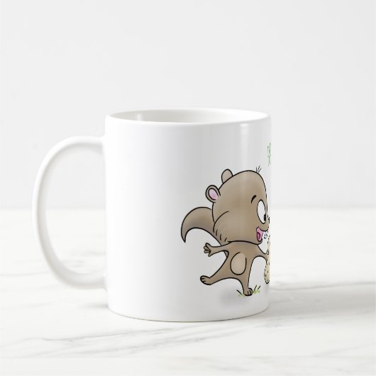 ピーナッツの漫画を共有するかわいい茶色のリス コーヒーマグカップ (左)