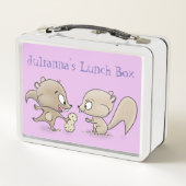 ピーナッツの漫画を共有するかわいい茶色のリス メタルランチボックス (裏面)