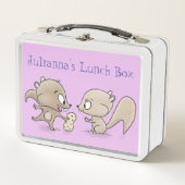 ピーナッツの漫画を共有するかわいい茶色のリス メタルランチボックス (正面)