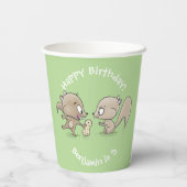 ピーナッツの漫画を共有するかわいい茶色のリス 紙コップ (裏面)