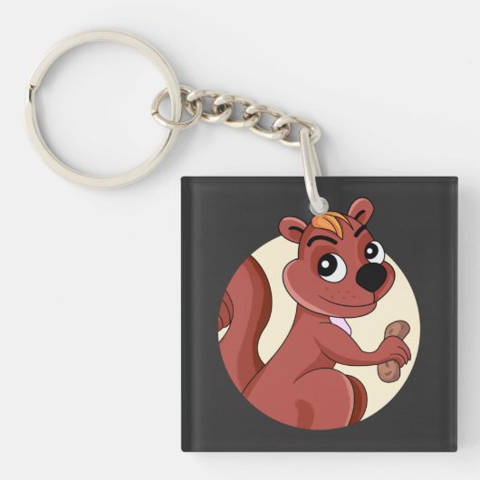 ピーナッツを使った可愛い漫画リス キーホルダー (正面)