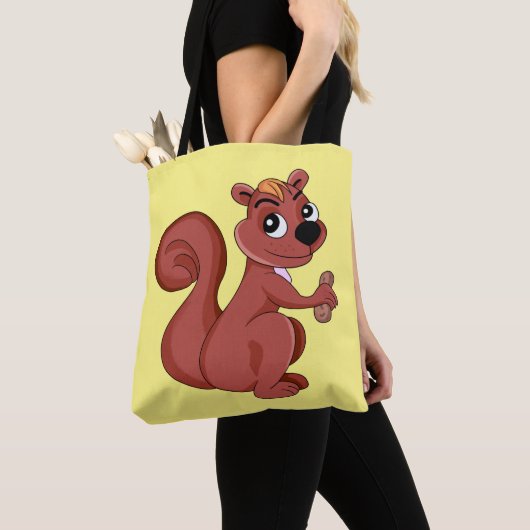 ピーナッツを使った可愛い漫画リス トートバッグ (クローズアップ)