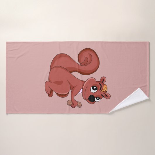 ピーナッツを使った可愛い漫画リス バスタオル (バスタオル)