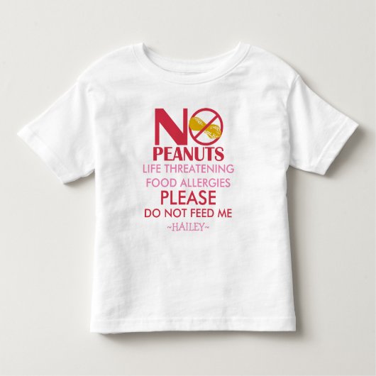 ピーナッツアレルギーシャ食べ物を与えツよ トドラーTシャツ (正面)