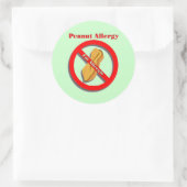 ピーナッツアレルギーステッカー緑アレルギー ラウンドシール (バッグ)