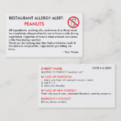 ピーナッツアレルギーレストラン& ICEカード コーリングカード (正面/裏面)
