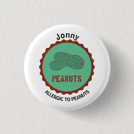 ピーナッツアレルギー警告の編集可能な名前 缶バッジ