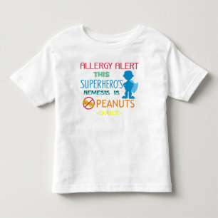 ピーナッツアレルギー警告スーパーヒーローボーイズシャツ トドラーTシャツ