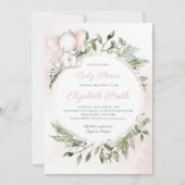 ピーナッツエレファントガールグリーンリーベビーシャワー 招待状 (正面)