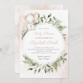 ピーナッツエレファントガールグリーンリーベビーシャワー 招待状 (正面/裏面)