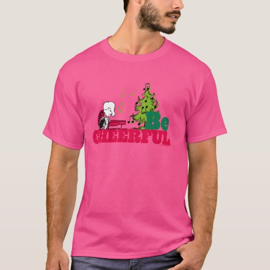 ピーナッツクリスマスシュレーダーは明るい Tシャツ (正面)