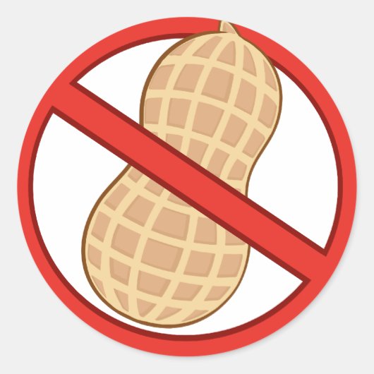 ピーナッツストップアレルギー漫画警告標識グラフィック ラウンドシール (正面)