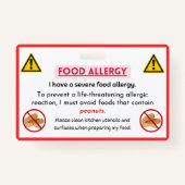 ピーナッツスペインのアレルギー警告シェフカード バッジ (裏面)