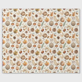 ピーナッツナッツとクルミの紅葉感謝祭 ラッピングペーパー (フラット)